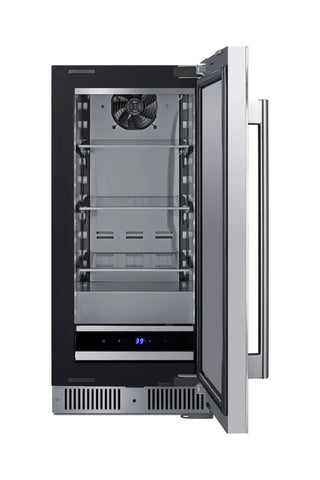 Summit SDHR1534 15" Wide Built-In All-Refrigerator, 1.8 cu.ft., Stainless Steel Door