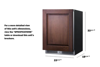 Summit SDHR2444PNRLHD 24" Wide Built-In All-Refrigerator, Stainless Steel Panel-Ready Door, 3.1 cu.ft. (Panel Not Included)