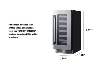Summit SDHW1532 beverage cellar dimension drawing