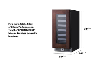Summit SDHW1532PNRLHD 15" Wide Built-In Beverage Cellar, Panel-Ready, 1.8 cu.ft., Left Hand Door