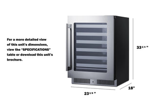 Summit SDHW2442LHD 24`` Wide Built-In Beverage Cellar, 3.25 cu.ft., Left Hand Door