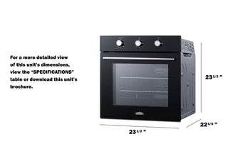 Summit SGW241BK 24" Wide Gas Wall Oven with Convection in Black Glass