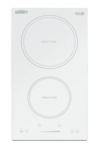 Summit SINC2B231W 12" Wide 2-Zone 208-240V Induction Cooktop in White EuroKera Glass