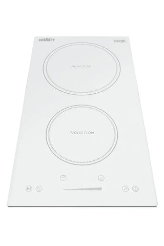Summit SINC2B231W 12" Wide 2-Zone 208-240V Induction Cooktop in White EuroKera Glass