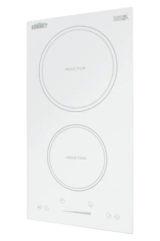 Summit SINC2B231W 12" Wide 2-Zone 208-240V Induction Cooktop in White EuroKera Glass