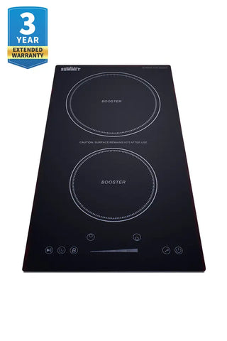 Summit SINCH230V2B 12" Wide 208-240V 2-Zone Induction Cooktop With Safety Shutoff, ENERGY STAR 
