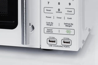 Summit SM904WA Compact Countertop Microwave with USB Ports and Power Allocator in White