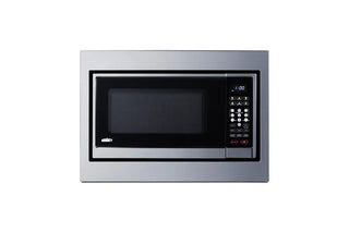 Summit SMBI24 24" Wide Built-In Microwave with Trim Kit Included in Polished Steel, 1000W operation