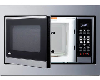 Summit SMBI24 24" Wide Built-In Microwave with Trim Kit Included in Polished Steel, 1000W operation