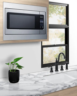 Summit SMBI27TK27 27" Wide Built-In Microwave with Trim Kit Included in Stainless Steel