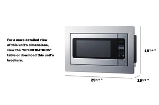 Summit SMBI27TK30 30" Wide Built-In Microwave with Trim Kit Included in Stainless Steel