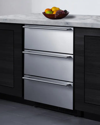 Summit SP6DS3D 24" Wide Built-In 3-Drawer All-Refrigerator in Stainless Steel, 4.9 cu.ft.