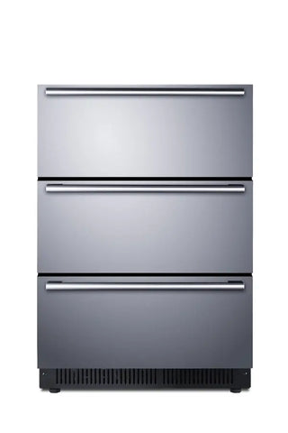 Summit SP6DS3DOS 24" Wide Built-In 3-Drawer Outdoor All-Refrigerator in Stainless Steel, 4.9 cu.ft.