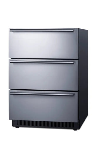 Summit SP6DS3DOS 24" Wide Built-In 3-Drawer Outdoor All-Refrigerator in Stainless Steel, 4.9 cu.ft.