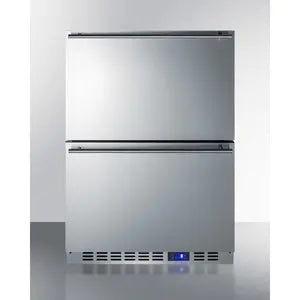 Front view of the Summit SPFF51OS2D outdoor freezer featuring two stainless steel storage drawers, a digital temperature display, and weather-resistant construction. Designed for built-in outdoor kitchens and premium outdoor entertainment spaces.