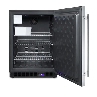 Summit SPFF51OSIM 24" Wide Outdoor All-Freezer With Icemaker, Stainless Steel Door, Black Cabinet, Frost-Free, 4.7 cu.ft.