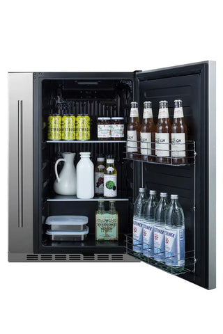 Summit SPR196OS24 Shallow Depth 24" Wide Outdoor Built-In All-Refrigerator With Slide-Out Storage Compartment, 3.13 cu.ft.