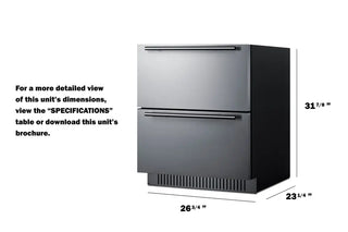 Summit SPR275OS2DADA 27" Wide 2-Drawer All-Refrigerator, ADA Compliant, 4.83 cu.ft., Panel-Ready Drawers, (Panel not Included)