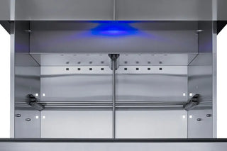 Interior view of the Summit SPR275OS2DADA outdoor refrigerated drawer showing a stainless steel storage compartment with integrated divider rails, LED lighting, and durable commercial-grade construction. The spacious drawer interior is designed for organized food and beverage storage in outdoor kitchen environments.