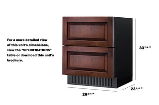 Summit SPR275OS2DPNR 27" Wide 2-Drawer All-Refrigerator, 4.83 cu.ft. (Panels Not Included), Panel-Ready Drawers