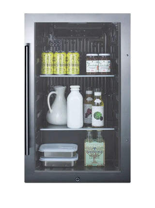 Summit SPR488BOSADA 19" Wide Shallow-Depth Outdoor ADA Height Beverage Center with Glass Door, 3.1 cu.ft.