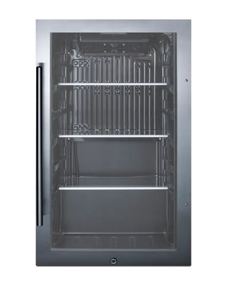 Summit SPR488BOSCSS 19" Wide Shallow-Depth Outdoor Beverage Center with Stainless Steel Cabinet and Glass Door, 3.1 cu.ft.