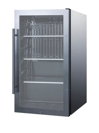 Summit SPR488BOSCSS 19" Wide Shallow-Depth Outdoor Beverage Center with Stainless Steel Cabinet and Glass Door, 3.1 cu.ft.