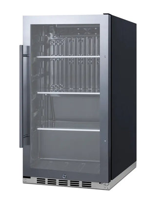 Summit SPR488BOSH34 19" Wide Shallow-Depth Outdoor Beverage Center with Glass Door, 3.1 cu.ft.