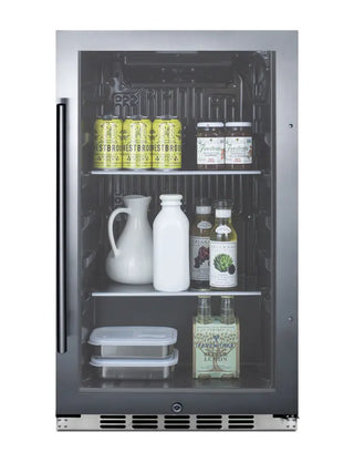 Summit SPR488BOSH34 19" Wide Shallow-Depth Outdoor Beverage Center with Glass Door, 3.1 cu.ft.