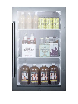Summit SPR489OS 19" Wide Shallow-Depth Outdoor Beverage Center with Glass Door, 3.1 cu.ft.
