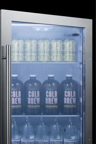 Summit SPR489OS 19" Wide Shallow-Depth Outdoor Beverage Center with Glass Door, 3.1 cu.ft.