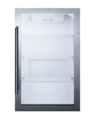 Summit SPR489OSCSS 19" Wide Shallow-Depth Outdoor Beverage Center with Stainless Steel Cabinet and Glass Door, 3.1 cu.ft.