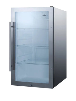 Summit SPR489OSCSS 19" Wide Shallow-Depth Outdoor Beverage Center with Stainless Steel Cabinet and Glass Door, 3.1 cu.ft.