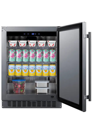 Summit SPR618OSADA 24" Wide Shallow-Depth Outdoor ADA Height All-Refrigerator with Stainless Steel Door, 3.1 cu.ft.