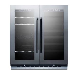 Summit SWBV3067B 30" Wide Built-In Dual-Zone Beverage Center with French Doors