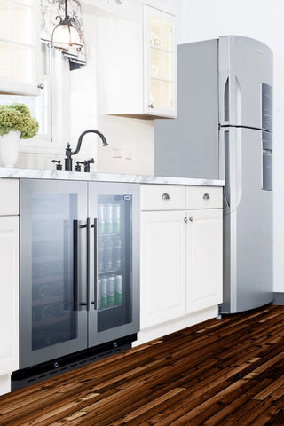 Summit SWBV3067B 30" Wide Built-In Dual-Zone Beverage Center with French Doors
