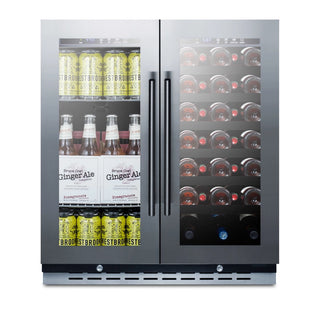 Summit SWBV3067B 30" Wide Built-In Dual-Zone Beverage Center with French Doors