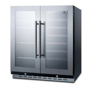 Summit SWBV3067B 30" Wide Built-In Dual-Zone Beverage Center with French Doors