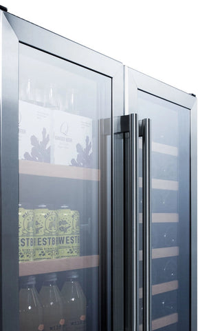 Summit SWBV3071 30" Wide Built-In Dual-Zone Beverage Center with French Doors, 5.8 cu.ft.