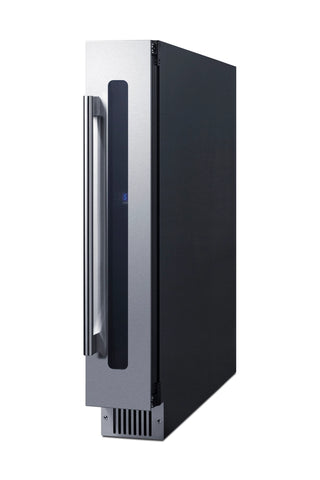 Summit SWC008SS beverage cellar, angled view showing black cabinet side