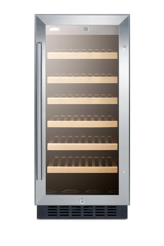 Summit SWC1535B 15 inch 33-bottle beverage cellar with glass door and digital controls, front view