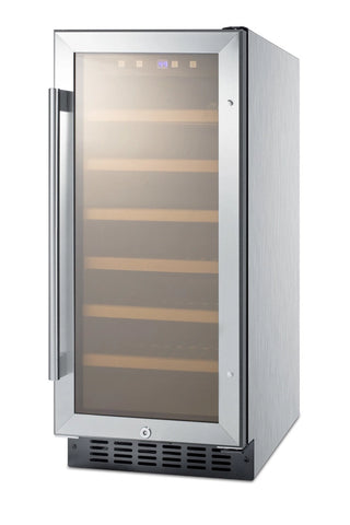 Summit SWC1535BCSS 15`` Wide Built-In 33-Bottle Beverage Cellar in Stainless Steel