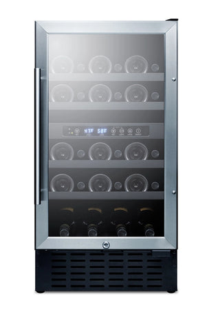 Summit SWC182ZCSS 18" Wide Built-In Dual-Zone 28-Bottle Beverage Cellar in Stainless Steel