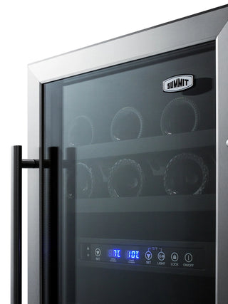 Summit SWC182ZCSS 18" Wide Built-In Dual-Zone 28-Bottle Beverage Cellar in Stainless Steel