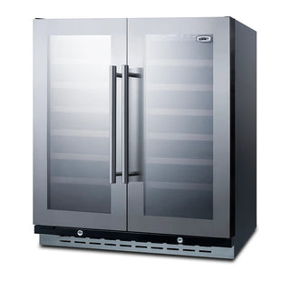 Summit SWC3066B 30" Wide Built-In French Door Dual-Zone 66-Bottle Beverage Cellar