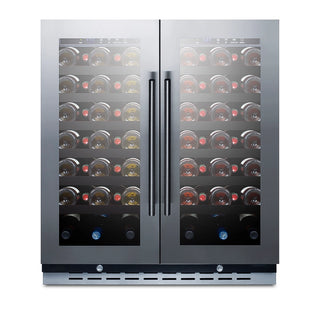 Summit SWC3066B 30" Wide Built-In French Door Dual-Zone 66-Bottle Beverage Cellar