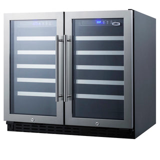 Summit SWC3668ADA 36" Wide ADA Compliant Built-In French Door Dual-Zone 68-Bottle Beverage Cellar