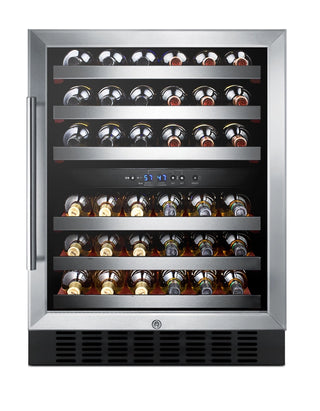 Summit SWC530BLBISTCSS 24" Wide Built-In Dual-Zone 46-Bottle Beverage Cellar in Stainless Steel