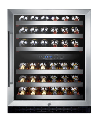 Summit SWC530BLBISTCSSADA 24" Wide ADA Compliant Built-In Dual-Zone 46-Bottle Beverage Cellar 