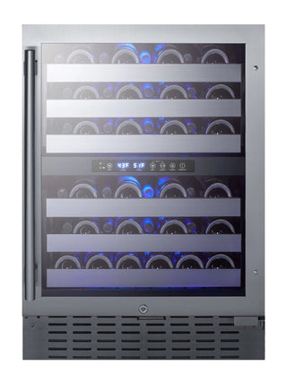 Summit SWC532BLBISTCSS 24" Wide Built-In Dual-Zone 46-Bottle Beverage Cellar in Stainless Steel